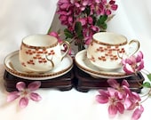 Teacup set antique eggshell porcelain Satsuma Shimazu CrestTea Espresso Demitasse Cups Saucers