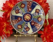 Imari plate multi color vintage kitchenware fine porcelain floral pattern
