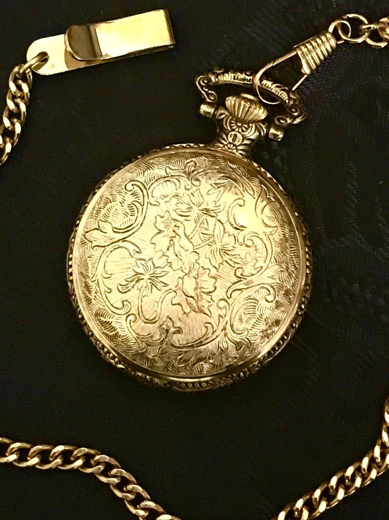 Vintage pocket watch Details quartz analog readout black face Etsy