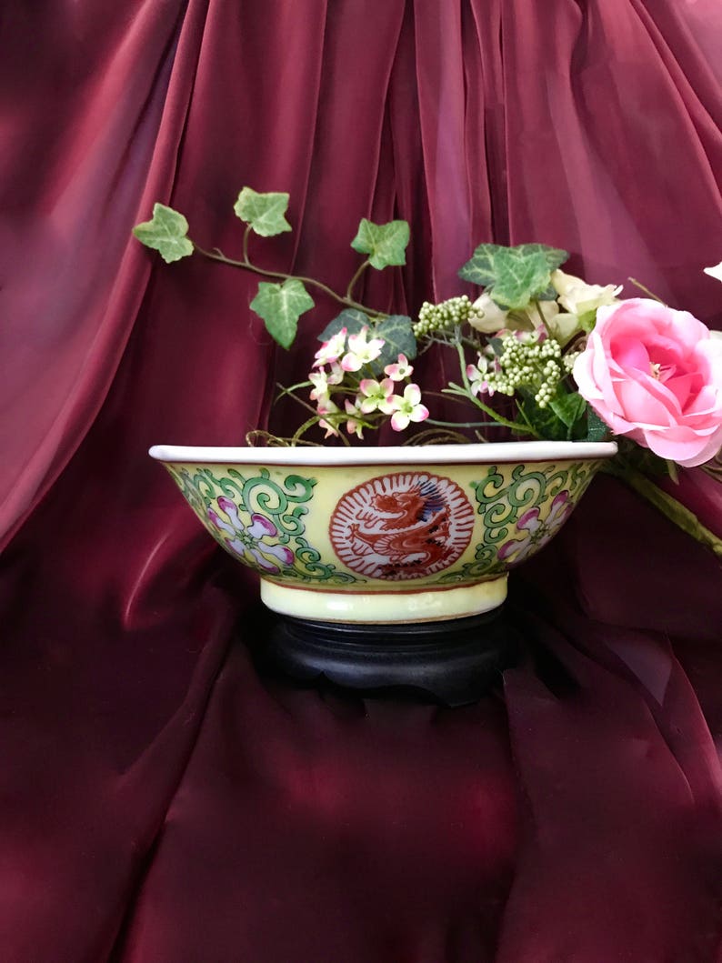1910/'s kitchenware Chinese ceramic antique dragon bowl Imperial Yellow red 5 claw dragon circa 1890/'s