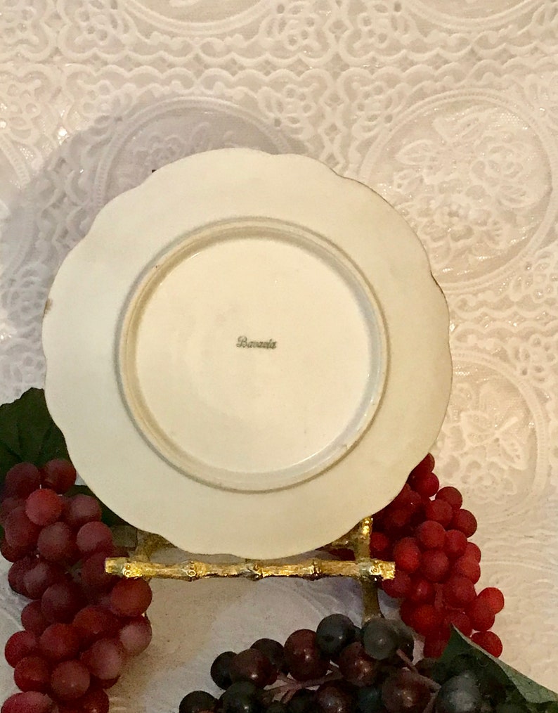 Kitchenware china Dinner plate Bavaria German floral scalloped rim fine china signed tableware floral china