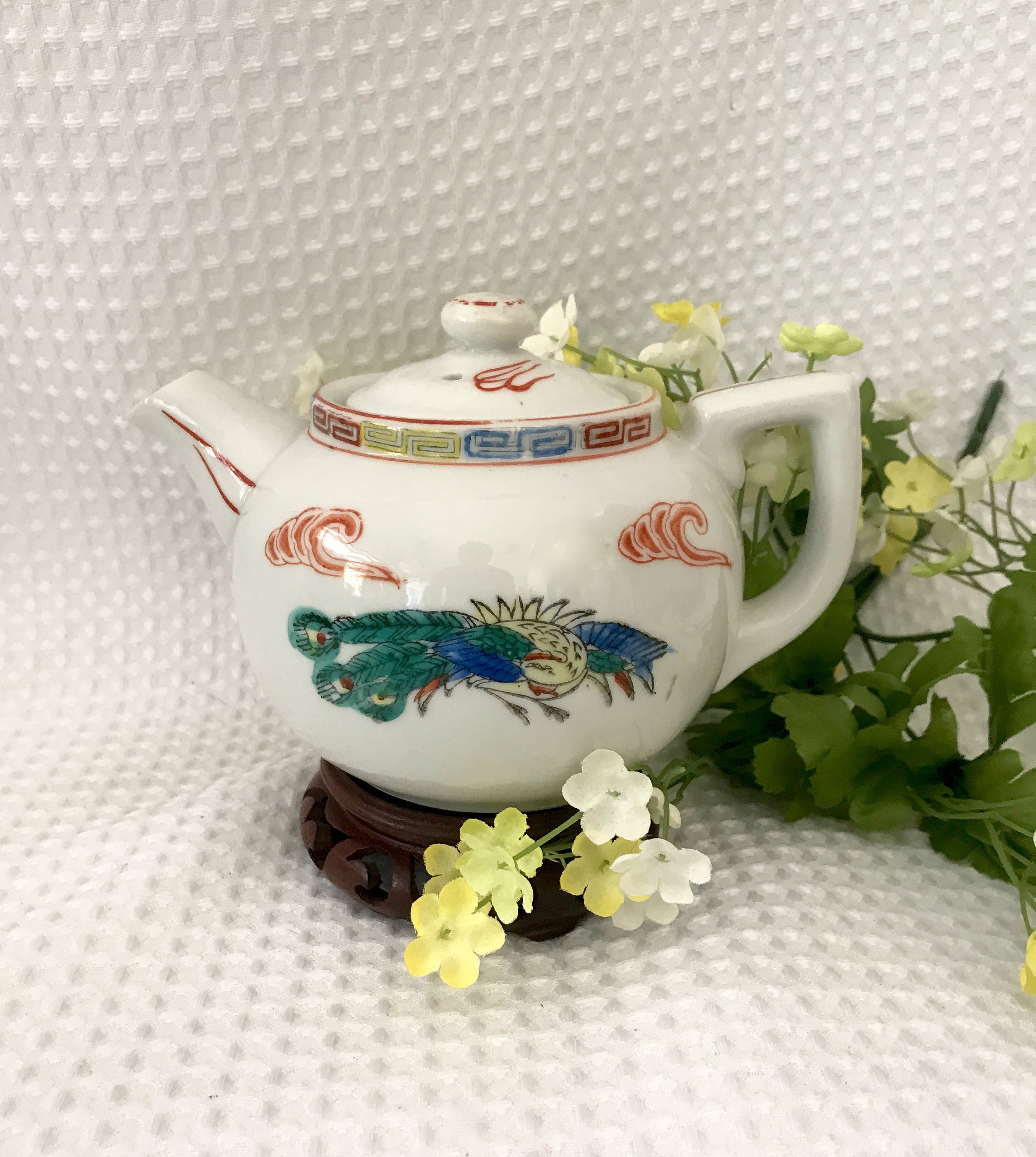Asian ceramic teapot oriental dragon teapot phoenix dragon Etsy