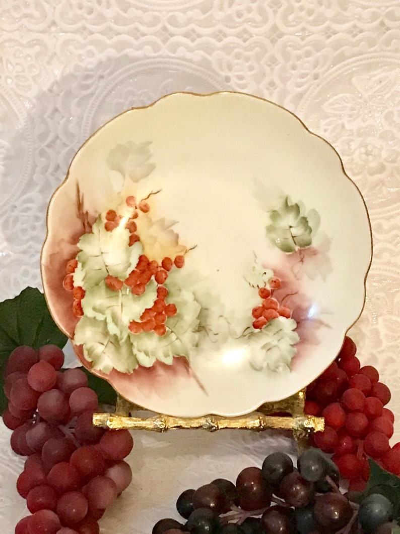 Kitchenware china Dinner plate Bavaria German floral scalloped rim fine china signed tableware floral china