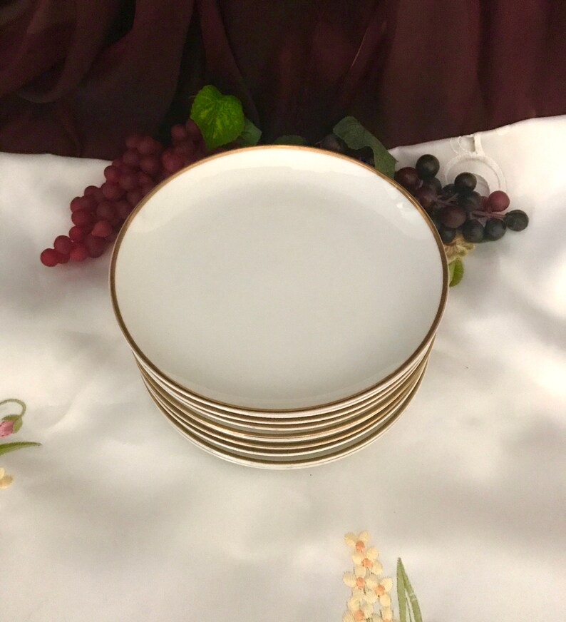 Fine China Salad Plates White Gold Trimmed Empress Collection Etsy