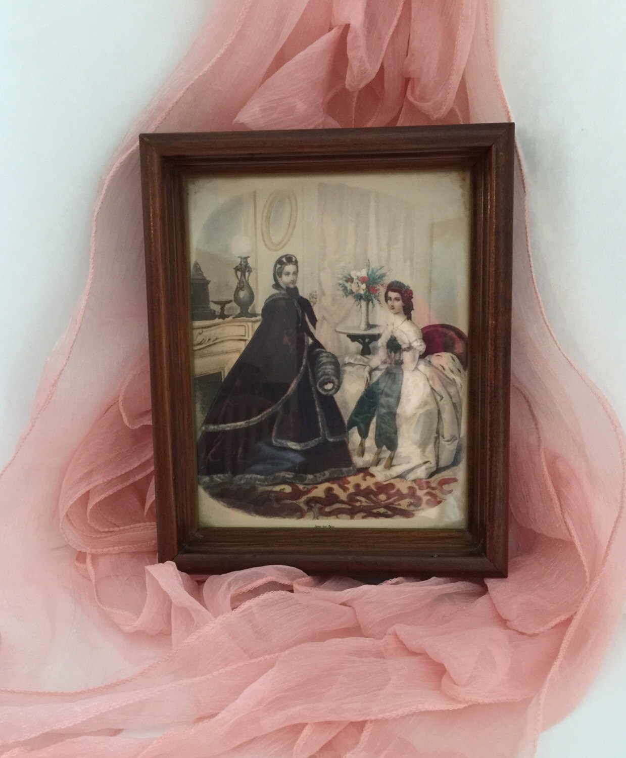 Victorian art framed chromolithograph antique periodical ...