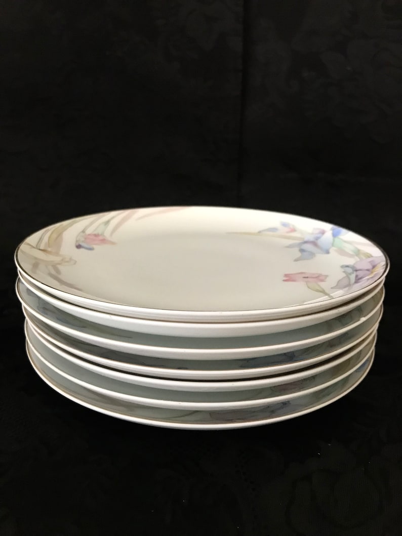 Gold Trim Replacement Mikasa fine china Gabriel pattern dinnerware salad plates lunch plate Theater Nights Pastel Floral