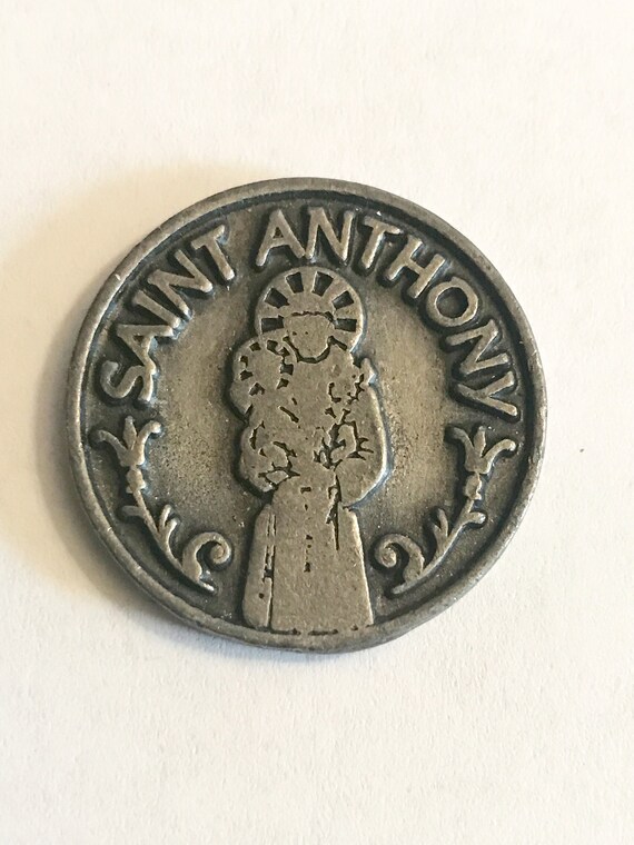 Religious catholic medal coin Saint Anthony keepsake finder of Etsy