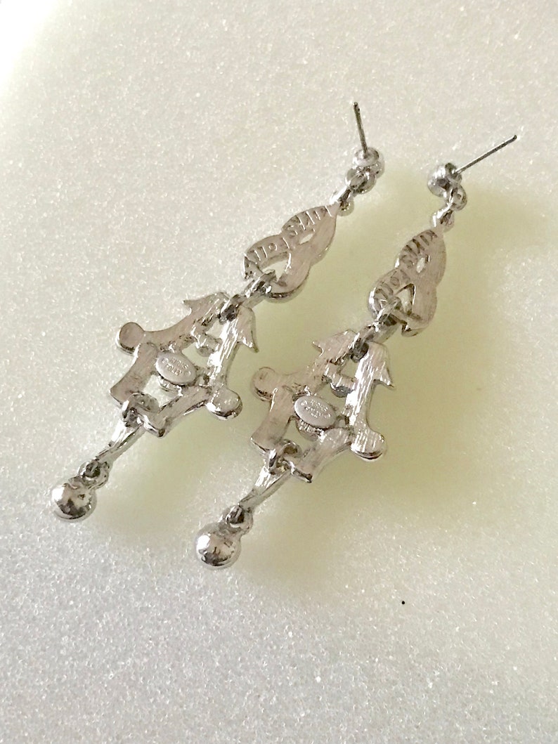 Bridal earrings Crystal rhinestone pierced earrings dangle drop fashion statement bridal evening jewelry