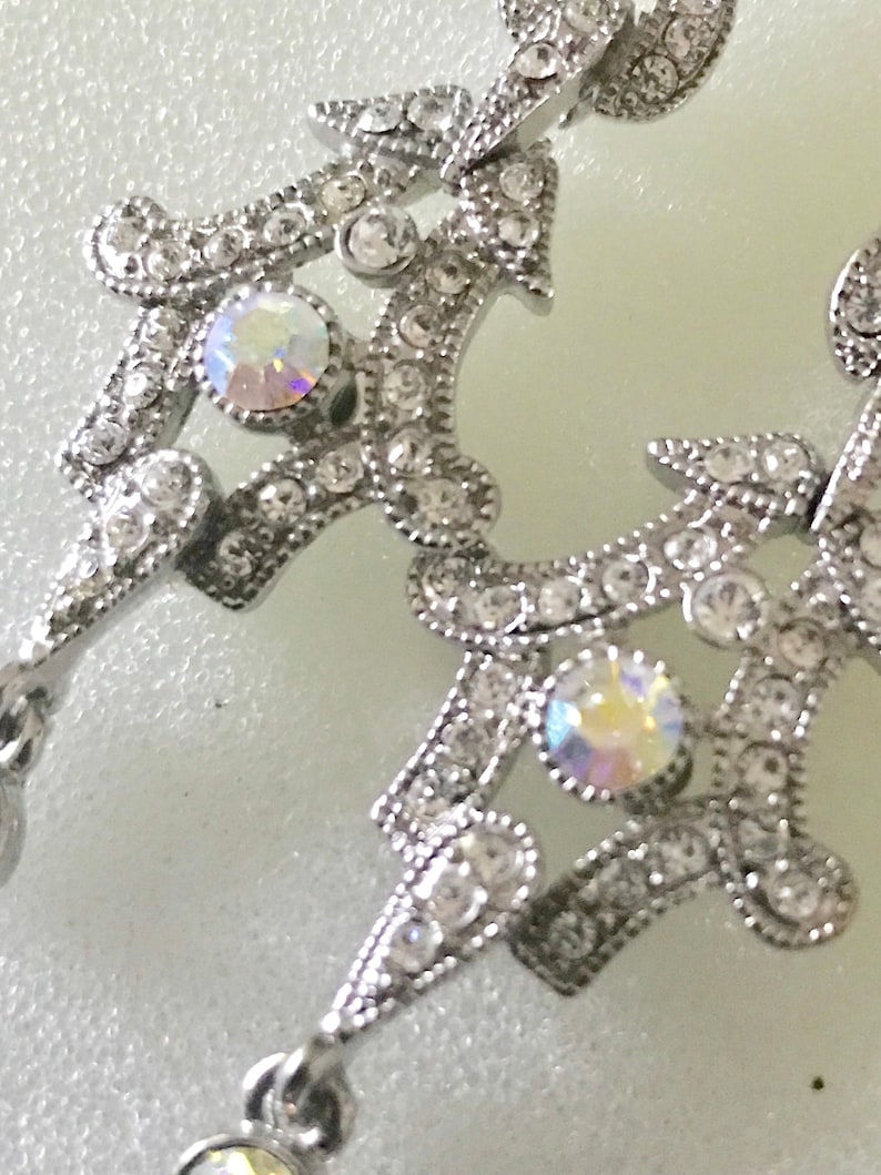 Bridal earrings Crystal rhinestone pierced earrings dangle drop fashion statement bridal evening jewelry