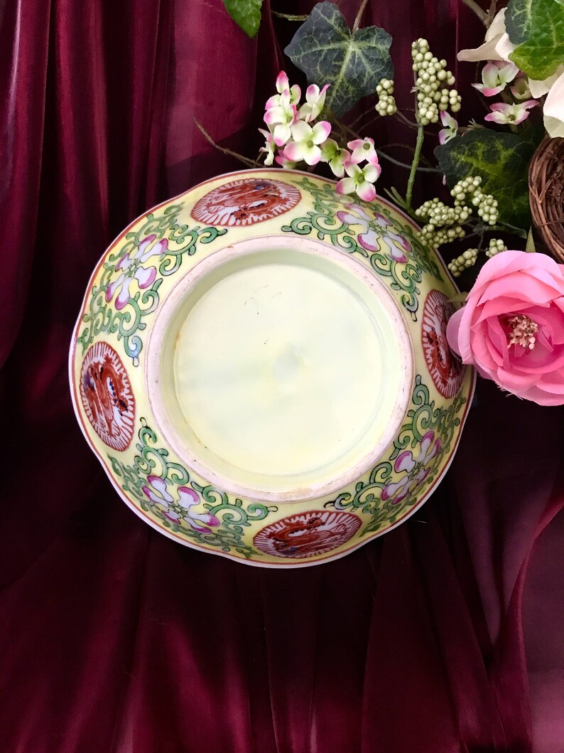 1910/'s kitchenware Chinese ceramic antique dragon bowl Imperial Yellow red 5 claw dragon circa 1890/'s