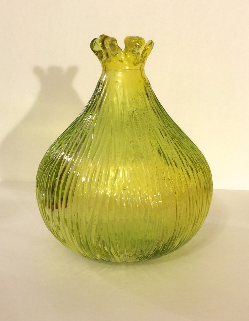 Decor for the home Spanish glass vase blown bulbous ribbed Etsy