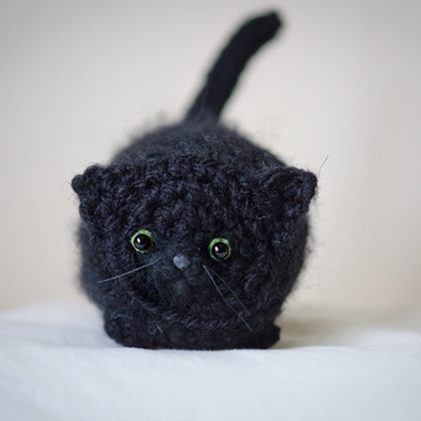 Cute Mystery Black Kitten Amigurumi Cat Kawaii - Amigurumi Black Kitten Crochet  OOAK