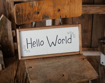 SIGN M - Hello World , wooden, vintage style, newborn props, photo prop, sign photo props, photography props, wooden sign