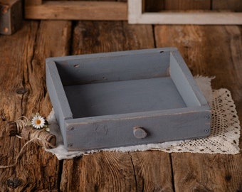 POSING GRAY CRATE, newborn and baby prop, vintage style box, newborn photography prop, newborn props, photography props vendor