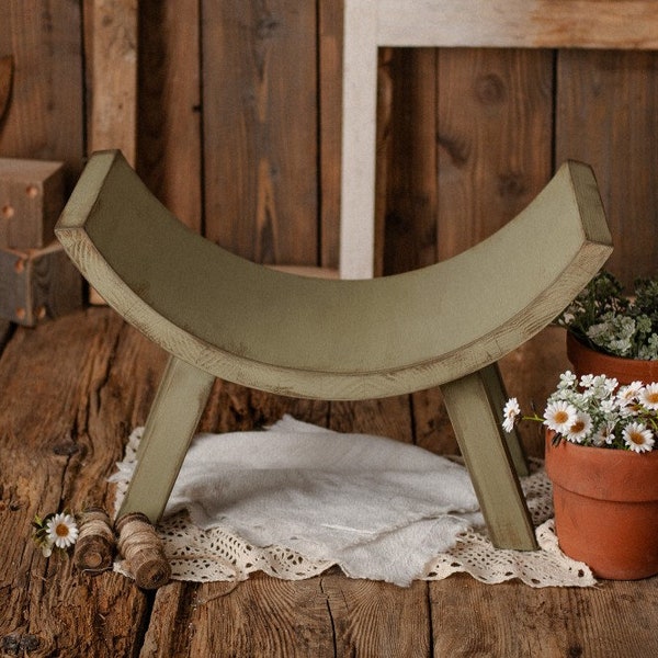 BENCH PHOTO PROP green Curved bench for newborn and baby photography, newborn props, baby prop, sitter, boho session, wooden, half moon,gift