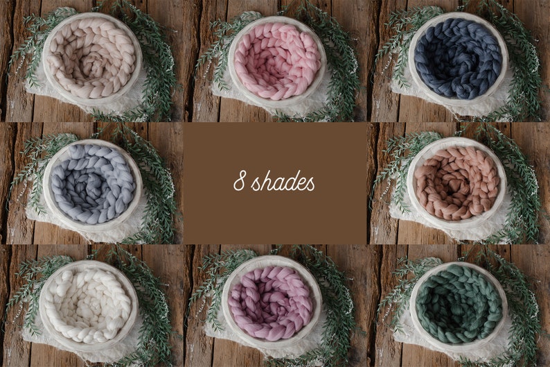 BRAID 100% WOOL, merino, soft, newborn props, braid, photography props, wool basket, photo prop wool braid, wool plait, newborn photo prop image 1