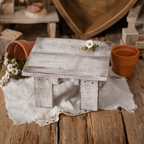 WOODEN STOOL - TOBY -  baby photo prop, newborn posing stool, baby photo prop, newborn props, photography props, newborn photo prop