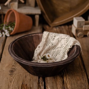 Cuenco de madera para posar para recién nacidos - Cuenco de madera OSCURO, accesorio fotográfico para recién nacidos y bebés, accesorios para recién nacidos, accesorio para cuenco de masa, accesorios para fotografías de bebés, niñera
