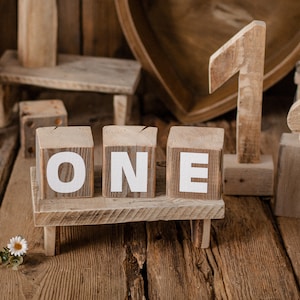 WOODEN BLOCKS &quot;ONE&quot;, vintage style, newborn props, photo props, birthday, photo props, photography props, baby photography props