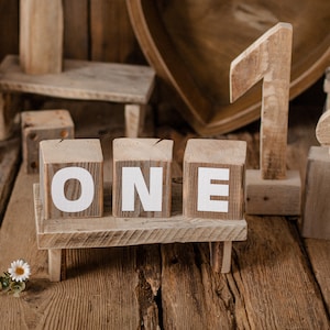 WOODEN BLOCKS "ONE", vintage style, newborn props, photo props, birthday, photo props, photography props, baby photography props