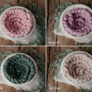 BRAID 100% WOOL, merino, soft, newborn props, braid, photography props, wool basket, photo prop wool braid, wool plait, newborn photo prop image 5