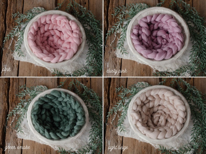 BRAID 100% WOOL, merino, soft, newborn props, braid, photography props, wool basket, photo prop wool braid, wool plait, newborn photo prop image 5