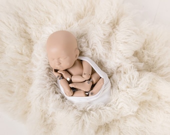 Greek Flokati Baby Blanket – Newborn Photo Prop | 100% Wool Photography Rug | Cream Blanket for Infant & Newborn Sessions