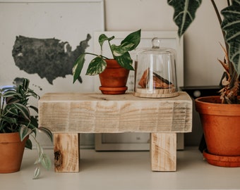 Houseplant Thick Wood Rustic Style Stand Stool, Plants Riser Decor, Boho Houseplant Tray, Flower Pot Holder, Home Decoration Birthday Gift,