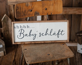 SIGN L - Shhh... Baby Schläft, wooden, vintage style, newborn props, photo prop, sign photo props, photography props, wooden sign