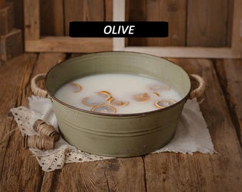 Olive MILK BATH TUB prop -  washtub, newborn props, bathtub newborn and baby photo prop, birthday prop, photography props, milkbath session