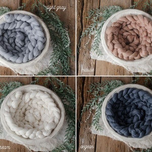 BRAID 100% WOOL, merino, soft, newborn props, braid, photography props, wool basket, photo prop wool braid, wool plait, newborn photo prop image 6