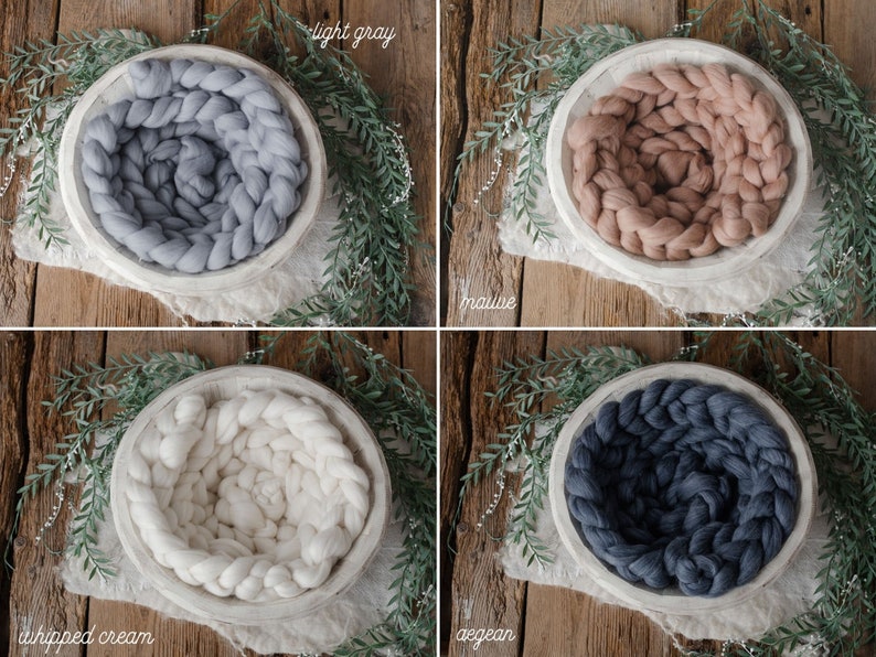 BRAID 100% WOOL, merino, soft, newborn props, braid, photography props, wool basket, photo prop wool braid, wool plait, newborn photo prop image 6