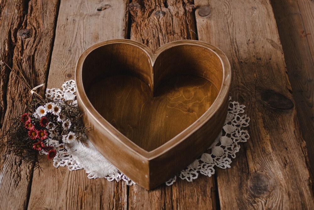 NEWBORN PROPS Wooden Heart Bowl Vintage Style Bowl Newborn Etsy