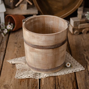 WOODEN BUCKET - WHITENED, newborn props, newborn posing, baby photo prop, photo prop, newborn, pail, photography props, wooden props