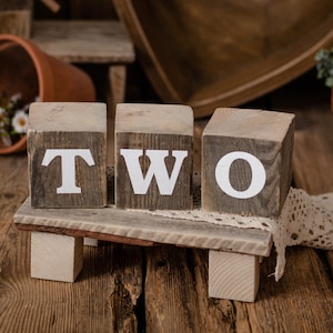 WOODEN BLOCKS &quot;TWO&quot;, vintage style, newborn props, photo prop, blocks, birthday, photo props, photography props, wooden sign
