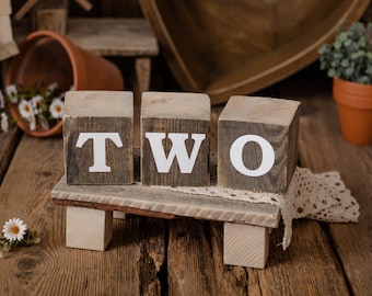 WOODEN BLOCKS "TWO", vintage style, newborn props, photo prop, blocks, birthday, photo props, photography props, wooden sign