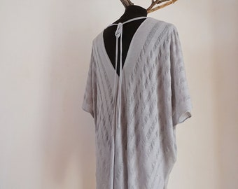 Shredded clothing, Distressed tunic for women ,Boho chic wear , Resort wear, Caftan for her, Grey tunic ,One size tunic , Boho chic clothing