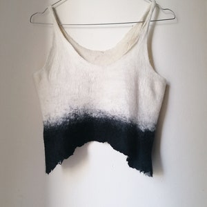 Raw crop top, Nuno felting clothing ,Felted crop top ,Festival wear ,Cotton crop top ,Summer wear crop top,Sustainable clothing ,Woolen top