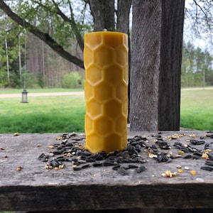 6" Beeswax Hex Pillar Candle: Michigan Farmhouse Decor