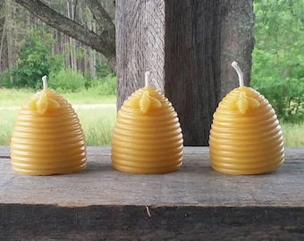 Michigan Beeswax Beehive Candle - Set of 3 - Bee - Wedding Decor - Baby Shower & Party Favors - Farmhouse Decor - Cottage - Cabin - Rustic