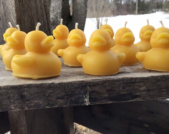 10 Michigan Beeswax Rubber Ducky Candles - Cute Bathtime Candle - Bulk Candles - Baby Shower Favors - 100% Clean Burning - Made In MI