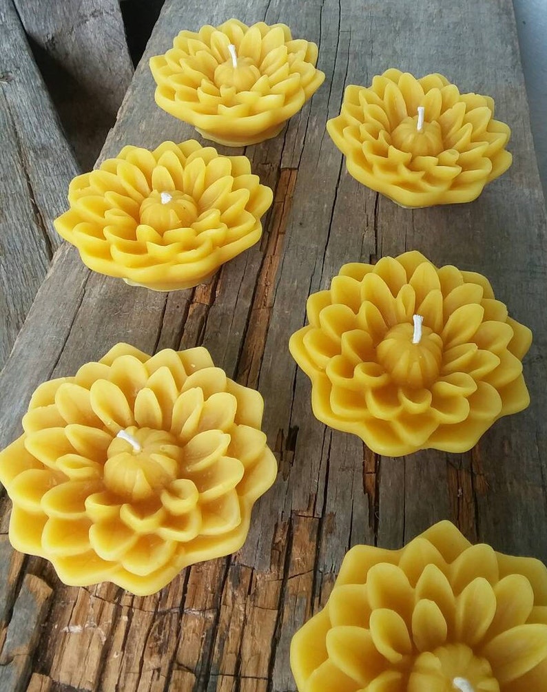 Set of 6 Beeswax Floating Dahlia Candles Flower Candle Etsy