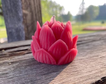 Fuchsia Lotus Beeswax Candle: 100% Pure Michigan Votive