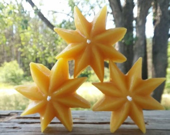 Floating Rustic Beeswax Stars - Set of 3 - Wedding Decor - Party Favors - Baby Shower - Alter - Made In Michigan - Americana - Farmhouse