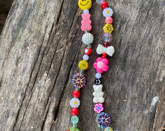 Colorful Beaded Bag Charm Keychain: Fun Purse Accessory