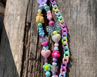 Colorful Beaded Keychain: Pastel Rainbow Bag Charm