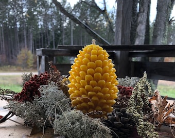 Large Beeswax Pinecone Candle - Fall & Christmas Decor - Rustic Decor - Centerpiece - Made In Michigan - Cabin - Farmhouse Decor - Handmade