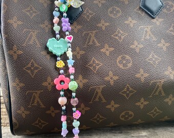 Colorful Beaded Bag Charm: Pastel Rainbow Purse Accessory