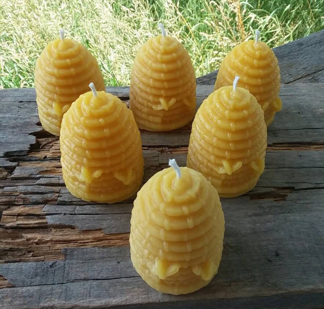 Set of 6 Michigan Beeswax Candles Beehive Skep Candle Etsy