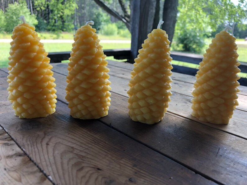 Set of 4 Beeswax Candles Pinecone Made in Michigan Etsy